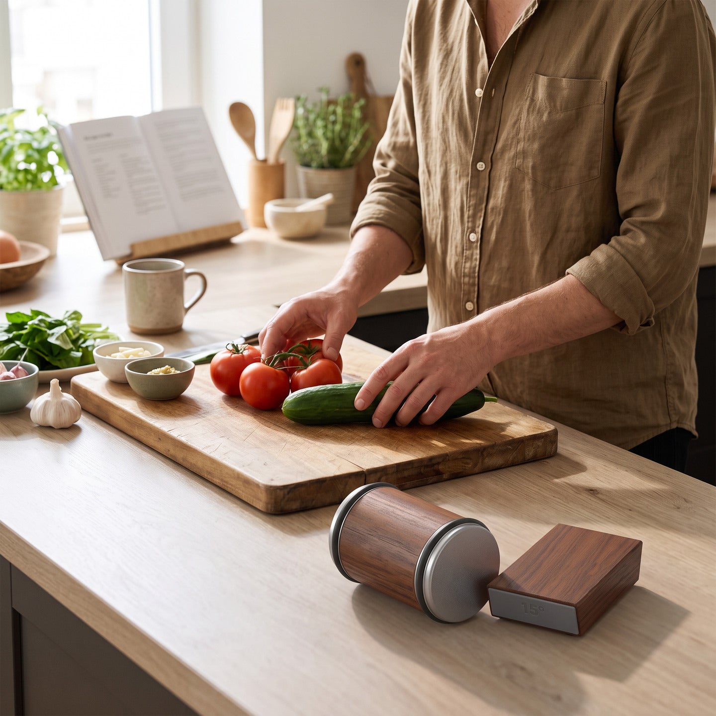 Cutwell in a home kitchen during weekend ingredient prep