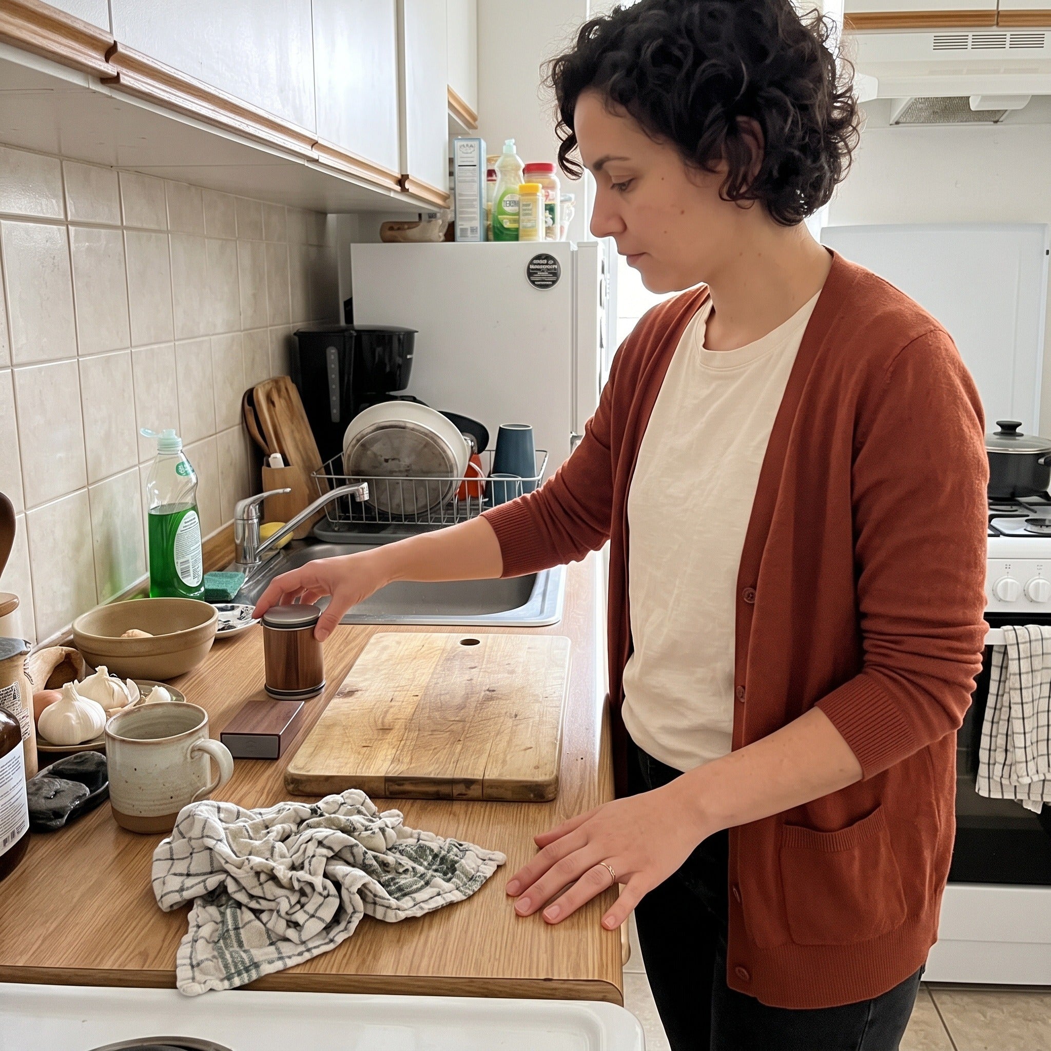 Parker S. in a home kitchen with the Cutwell roller and angle block