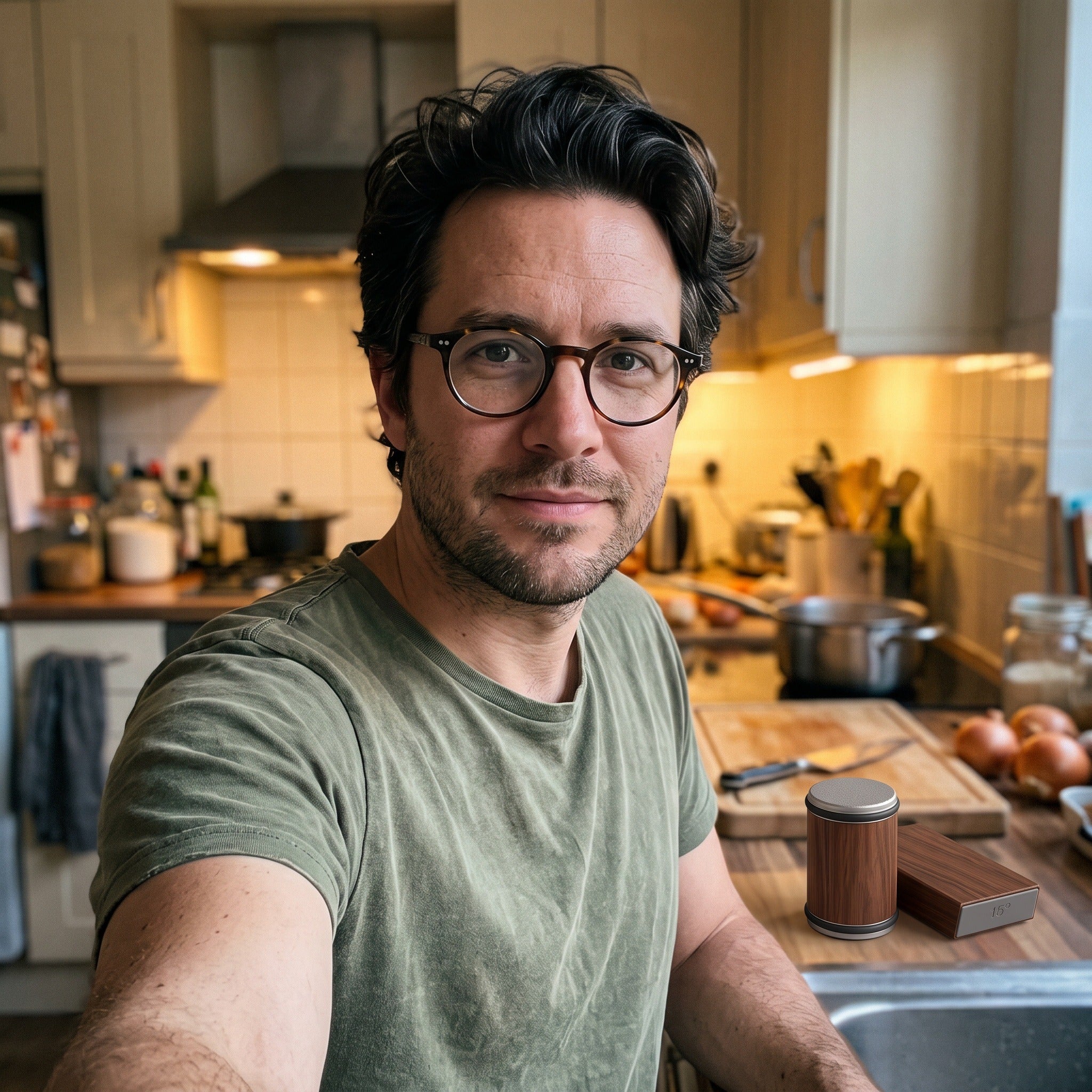 Taylor B. in a home kitchen with the Cutwell roller and angle block